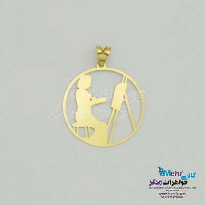 آویز طلا - طرح بانوی نقاش-MM1653